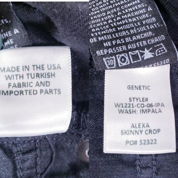 Black Cropped Distressed Jeans Womens 30 Ripped Y2K Destroyed Gothic GENETIC USA - Picture 7 of 13